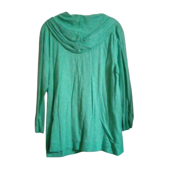 Eddie Bauer Slub Knit Zip Front Lightweight Hoodie Kangaroo Pocket Large Green - Picture 2 of 6